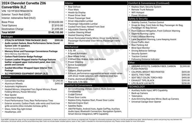 2024 Chevrolet Corvette Z06 3LZ