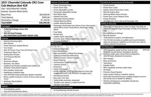 2021 Chevrolet Colorado 4WD ZR2