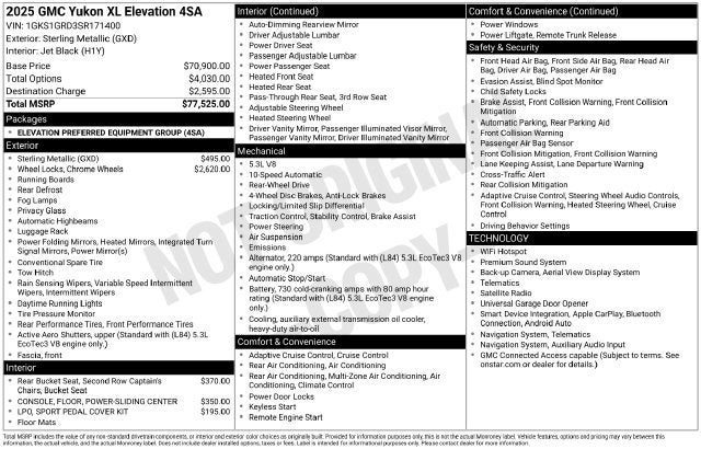2025 GMC Yukon XL Elevation
