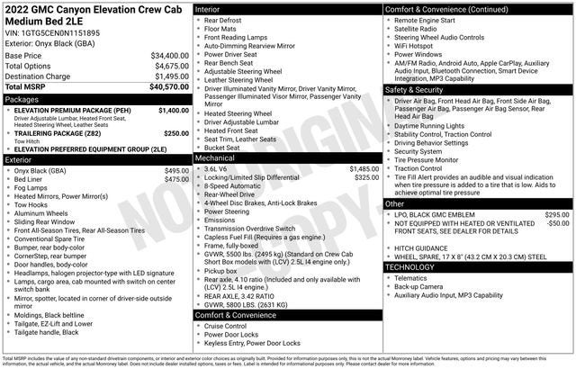2022 GMC Canyon Elevation