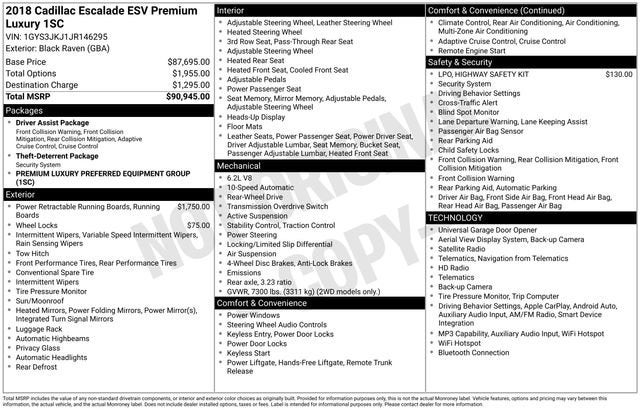 2018 Cadillac Escalade ESV Premium Luxury
