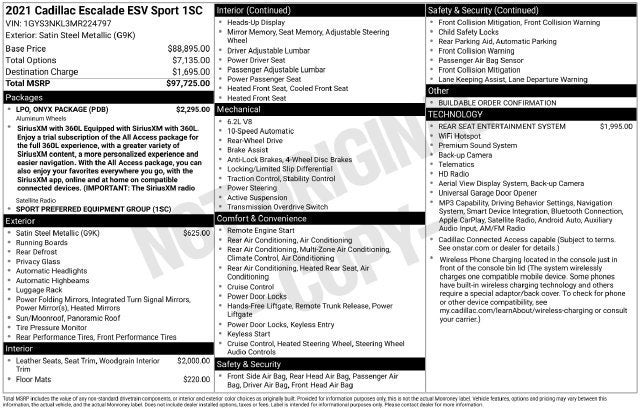 2021 Cadillac Escalade ESV Sport