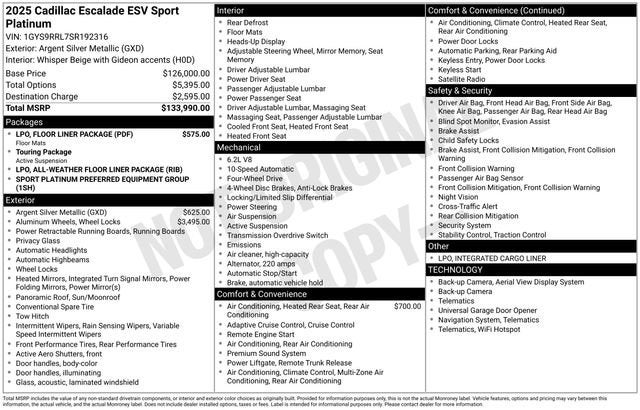 2025 Cadillac Escalade ESV Sport Platinum