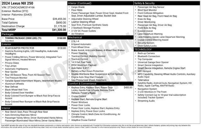 2024 Lexus NX 250 NX 250