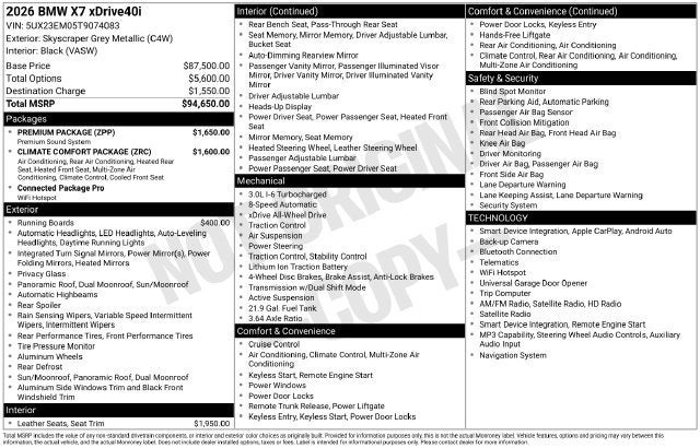 2026 BMW X7 xDrive40i