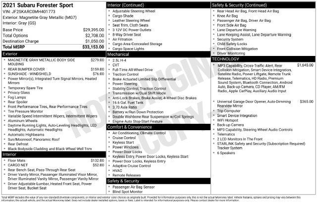 2021 Subaru Forester Sport